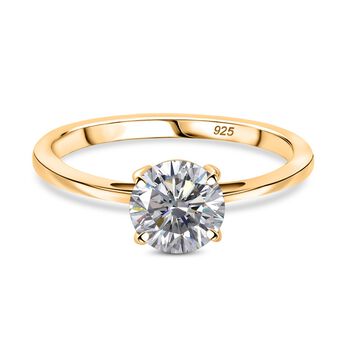 Moissanit Ring 925 Silber vergoldet (Gr&ouml;&szlig;e 16.00) ca. 0,94 ct