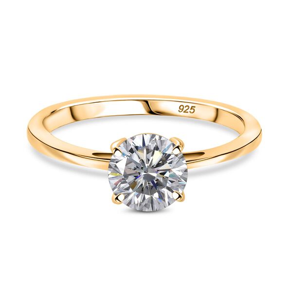 Moissanit Ring, 925 Silber vergoldet - 0,94 ct.