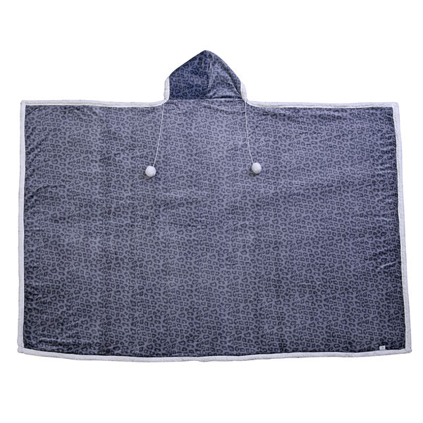 Hoodie-Decke mit Sherpa-Futter, Leopardenmuster, Gr&ouml;&szlig;e 150x200 cm, Grau image number 2