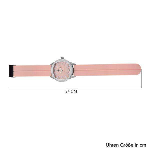 STRADA - Uhr mit japanischem Uhrwerk, silbernem Geh&auml;use und rosanem Silikonarmband image number 8