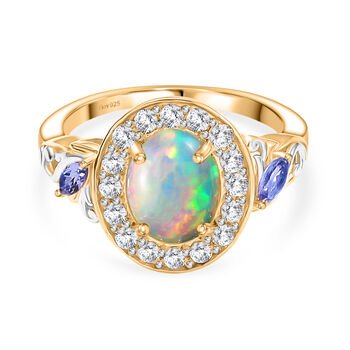 D'Joy nat&uuml;rlicher, &auml;thiopischer Welo Opal, Tansanit und Zirkon Ring - 2,15 ct.