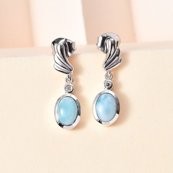 AA Larimar und Zirkon Ohrringe - 2,14 ct. image number 2