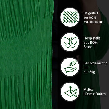 LA MAREY &ndash; 100% Maulbeer-Seidenschal Chiffon, 60x170cm, gr&uuml;n