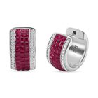 JCK Vegas Designer Schmuck Rubin-Farbener Zirkonia, Weißer Zirkonia Ohrringe 925 Silber rhodiniert