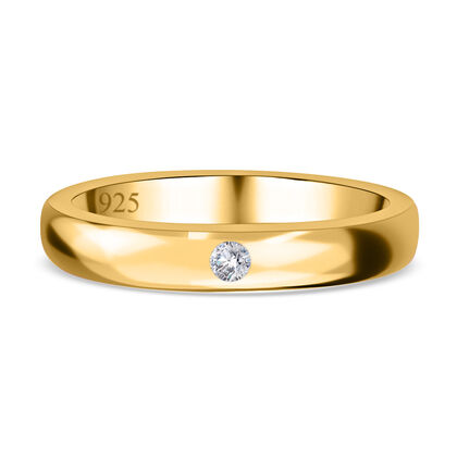 Diamant P1 Band-Ring, 925 Silber Gelbgold Vermeil (Gr&ouml;&szlig;e 16.00) ca. 0.05 ct