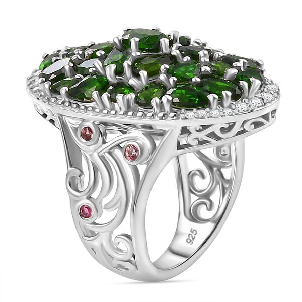 Natürlicher Chromdiopsid, rosa Turmalin und Zirkon-Ring - 6,64 ct. image number 5