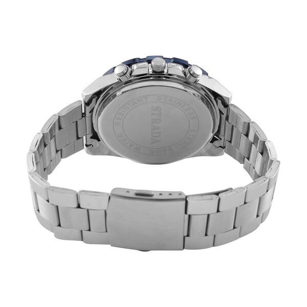 STRADA - Japanisches Uhrwerk mit rotierbarem Skalenring und Edelstahl, bicolor, Blau und Silber image number 6