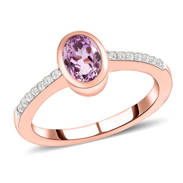 AAA Kunzit und Zirkon-Ring, 925 Silber ros&eacute;vergoldet, 1,39 ct. image number 4