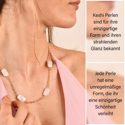 Weiße Keshi Perle-Halskette image number 3