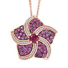 D'Joy Rhodolith Granat Schmuckset ca. 50 cm 925 Silber 750 Roségold Vermeil ca. 1,75ct.