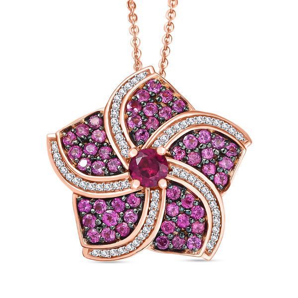 D'Joy Rhodolith Granat und Zirkon Anh&auml;nger mit 50cm Kette - 1,75 ct.