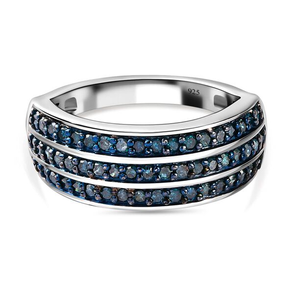 Blauer Diamant-Half-Eternity-Ring, 925 Silber platiniert, 1,00 ct. image number 0