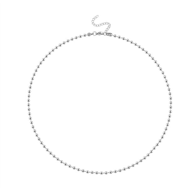 Designer-inspiriert Kugel Halskette ca. 50 cm, Reiner Edelstahl ca. 8,00g, Silberfarben image number 3