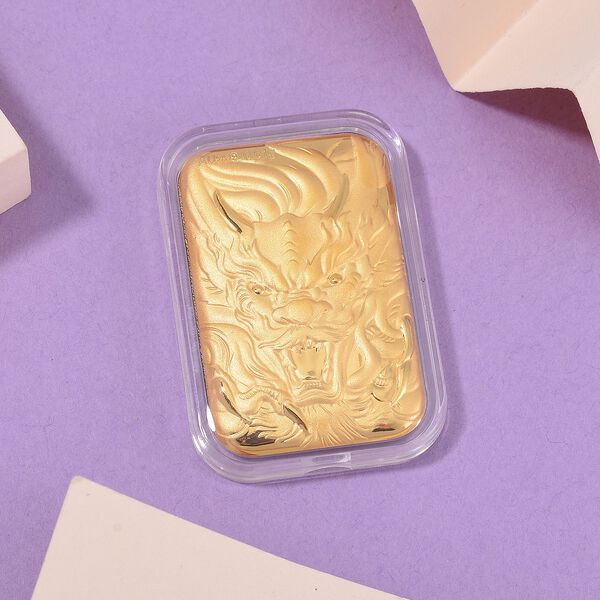 Gold-Barren mit Drachen-Motiv in 999 Gold image number 1