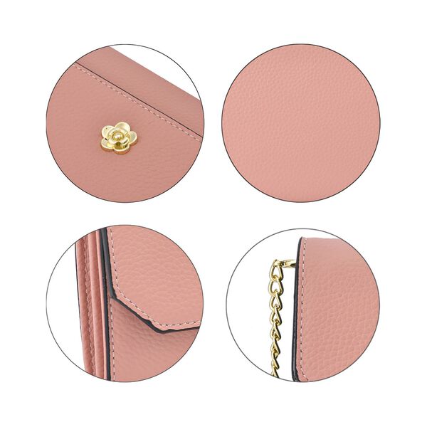 Echtleder Clutch mit Metallriemen, Rosa image number 6