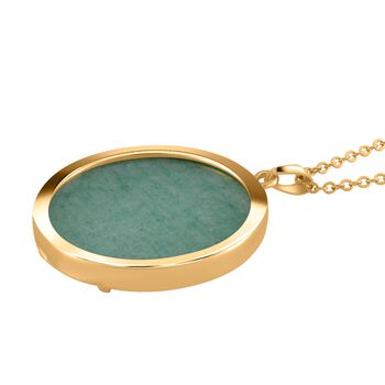 Gr&uuml;ner Aventurin Sodalith Anh&auml;nger mit Kette, Edelstahl, vergoldet, ca. 75.00 ct