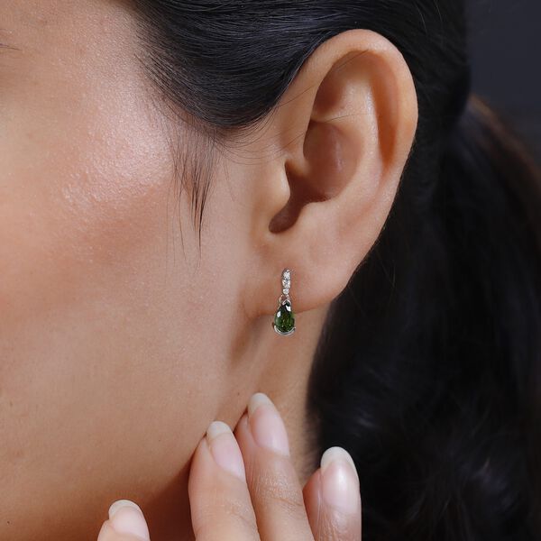 Nat&uuml;rliche Chromdiopsid und Zirkon-Ohrringe - 0,99 ct. image number 3