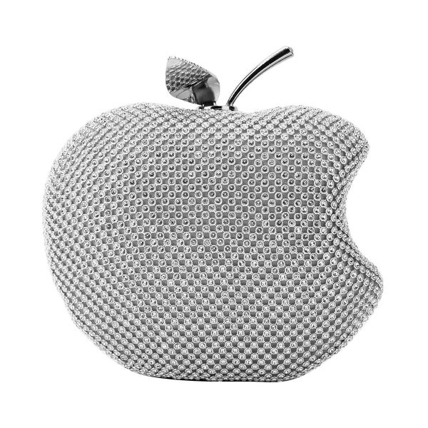 Apple-Clutch mit Kristallverzierung, 15x11,5 cm, Silber image number 3