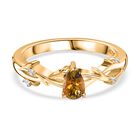 AA Natürlicher goldener Tansanit, Weißer Zirkon Ring 925 Silber vergoldet (Größe 21.00) ca. 0,45 ct