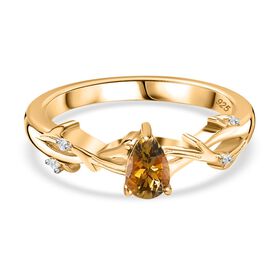 AA natürlicher goldener Tansanit und Zirkon Ring, ca. 0,45 ct.