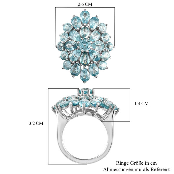 Kambodschanischer, blauer Zirkon-Ring, 925 Silber platiniert  ca. 14,89 ct image number 6