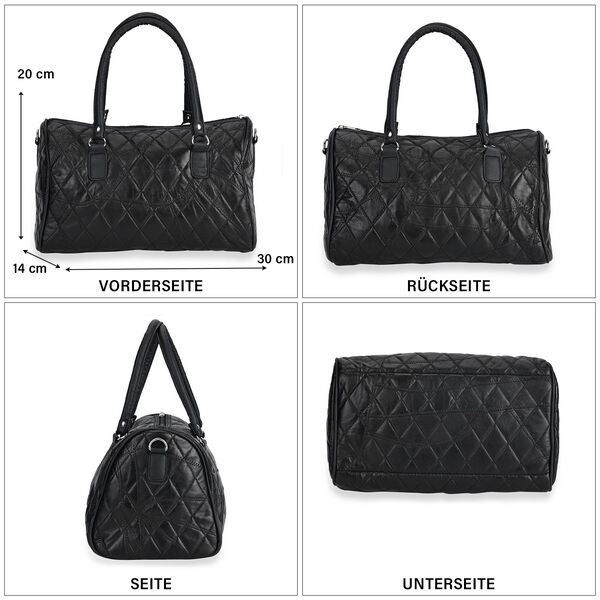 Stylische Echtleder Crossbody-Tasche mit glänzender Optik, Schwarz image number 5