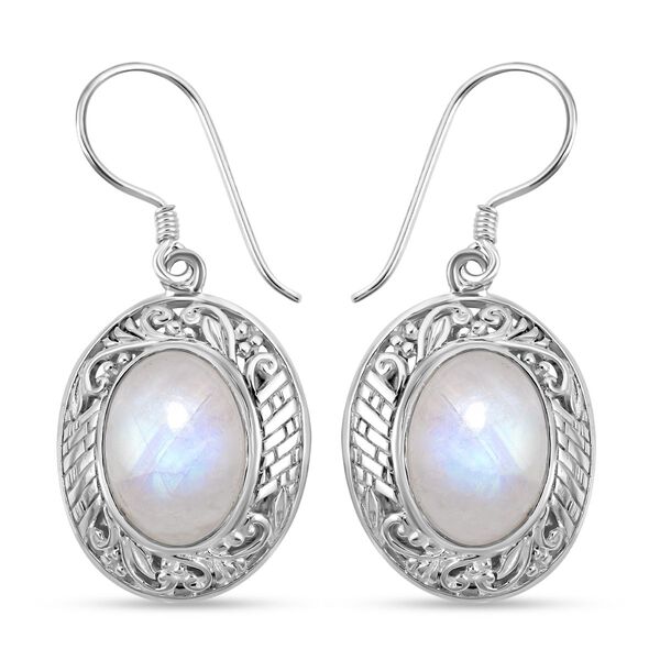 Royal Bali - Regenbogen Mondstein-Ohrringe, 925 Silber ca. 13,56 ct