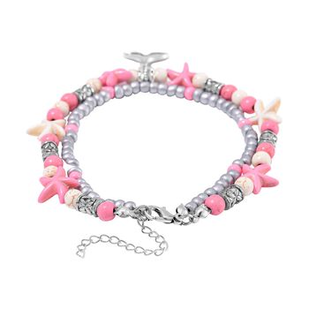 2er Set - Wei&szlig;er Howlit, Almandin Schmuck Zubeh&ouml;r ca. 23 cm Antik-silber-Plattierung ca. 60.35 ct