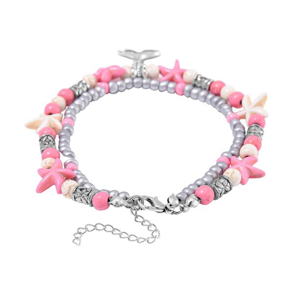 2er Set - Wei&szlig;er Howlit, Almandin Schmuck Zubeh&ouml;r ca. 23 cm Antik-silber-Plattierung ca. 60.35 ct image number 4