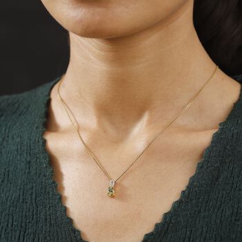 Nat&uuml;rlicher goldener Tansanit, Wei&szlig;er Zirkon Anh&auml;nger 925 Silber 750 Gelbgold Vermeil ca. 0.88 ct