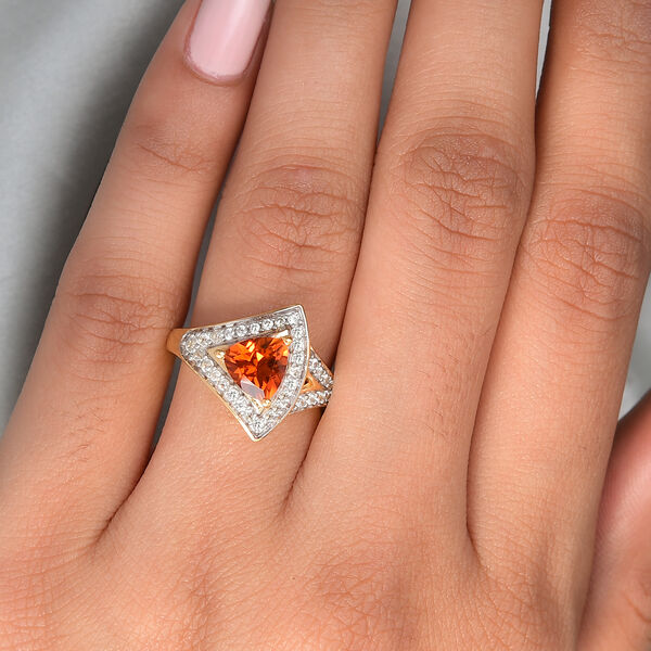 Madeira Citrin und Zirkon Ring 925 Silber vergoldet  ca. 1,61 ct image number 3