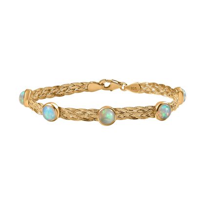 AA Nat&uuml;rlicher, &auml;thiopischer Welo Opal Armband ca. 19 cm 925 Silber 750 Gelbgold Vermeil ca. 8.15 ct