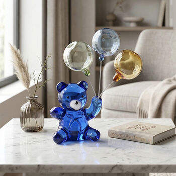 "Bear with Balloon glass ormaments Material:Glass Color:Blue Size:5*3*9CM "