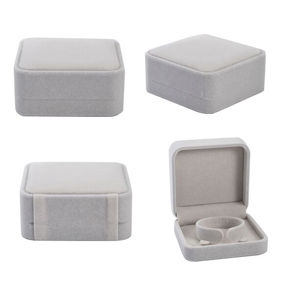 4er Set - Samtene Schmuckschatullen, Ringschachtel, Anhängerschachtel, Armbandschachtel und Kettenschachtel, weiß image number 2