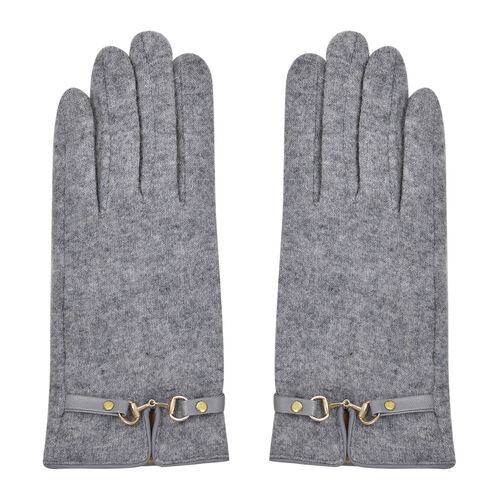 LA MAREY Kaschmirwolle Handschuhe mit Schnalle, Grau image number 0