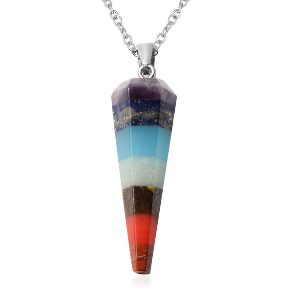 Chakra Edelstein Anh&auml;nger mit Kette 50 in Edelstahl ca. 42.50 ct