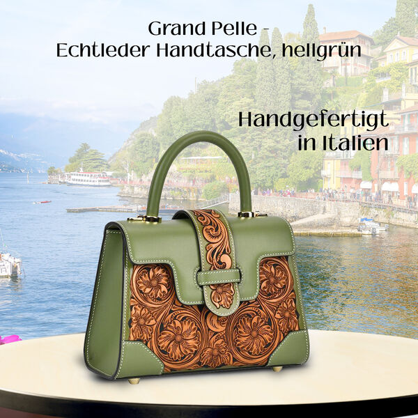 Grand Pelle  - Echtleder Handtasche, hellgrün image number 2
