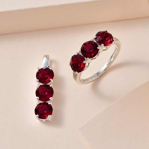 Rubin Kristall Schmuckset 925 Silber image number 1
