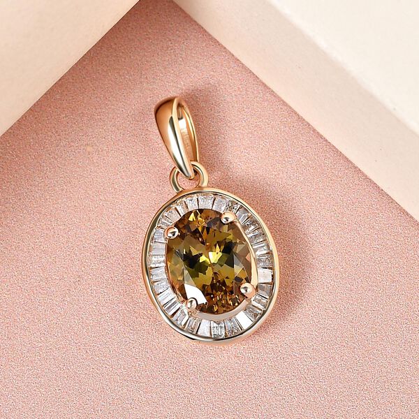 AAA nat&uuml;rlicher, goldener Tansanit und Diamant-Anh&auml;nger - 2,05 ct. image number 3