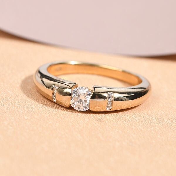 88 Facetten Moissanit Ring 925 Silber vergoldet  ca. 0,28 ct image number 2