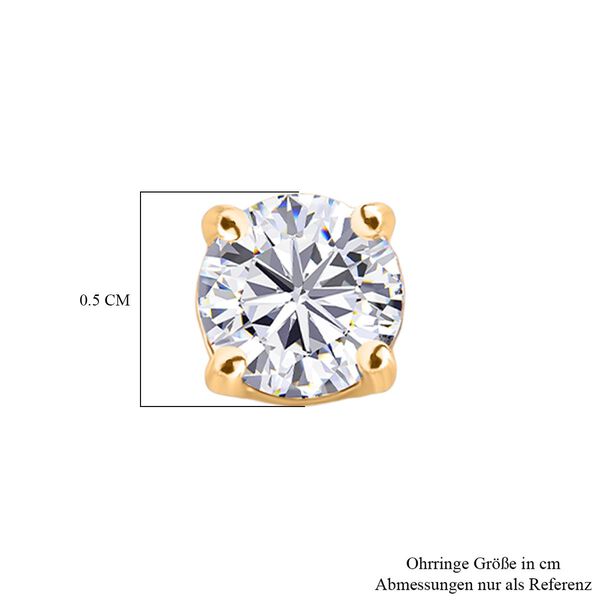 RADIANTA GRA zertifiziert Moissanit (D-VVS) Ohrringe 925 Silber 750 Gelbgold Vermeil ca. 0.89 ct image number 5