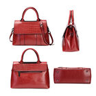 Echtes Leder Handtasche mit erweiterbarem Schulterriemen, Größe 31x11x21 cm, Rot image number 2