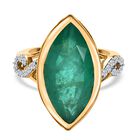 Smaragd-Quarz-Triplette, weißer Zirkon Ring, 925 Silber vergoldet (Größe 21.00) ca. 8.76 ct