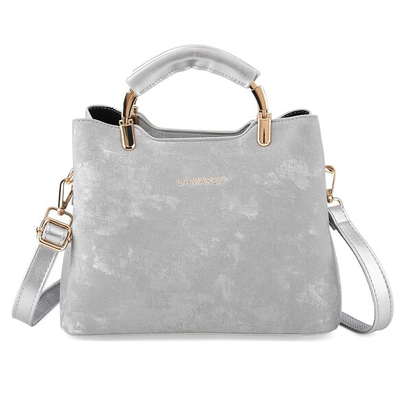 LA MAREY Crossbody Tasche mit Rei&szlig;verschlussf&auml;chern und verstellbarem Schulterriemen 25 x 20 x 11 cm Silber