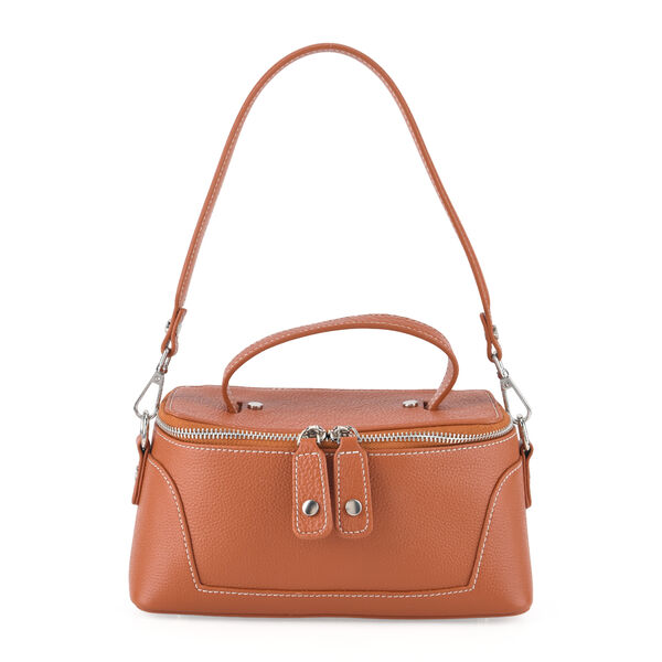 Echtleder City Crossbody-Tasche mit Tragegriff, Braun, 23.5x12x10 cm image number 5