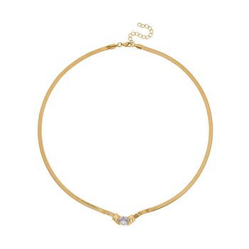 2-teiliges Schmuckset, Halskette und Armband mit Wei&szlig;er Kristallen, Edelstahl goldfarben