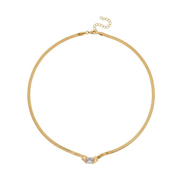 2-teiliges Schmuckset, Halskette und Armband mit Weißer Kristallen, Edelstahl goldfarben image number 3