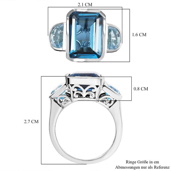 London Blautopas und himmelblauer Topas Ring - 11,24 ct. image number 7
