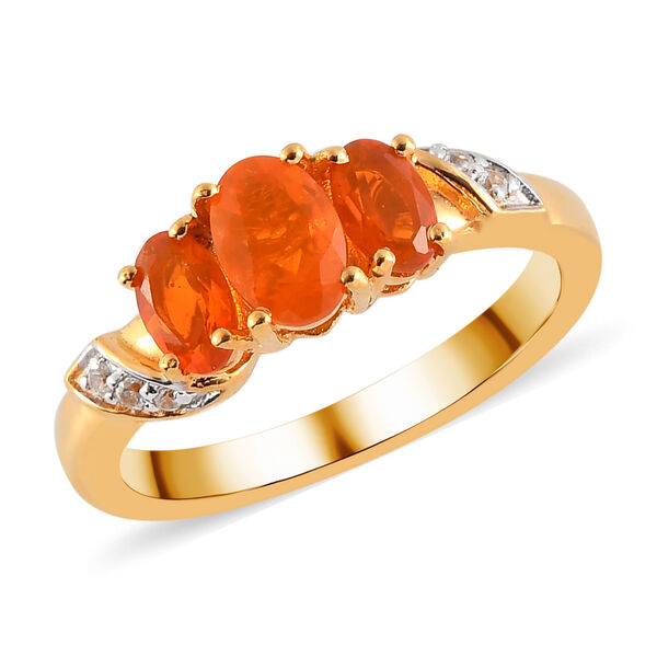 Salamanca Feueropal und Zirkon-Ring, 925 Silber vergoldet  ca. 0,67 ct image number 4