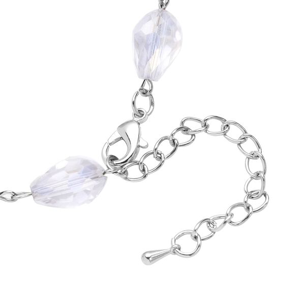 Wei&szlig;es Glas Halskette, ca. 56 cm, Eisen image number 4
